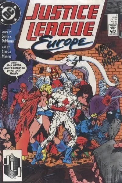 Justice League Europe / International #3 Direct Edition comic book cover, 1989