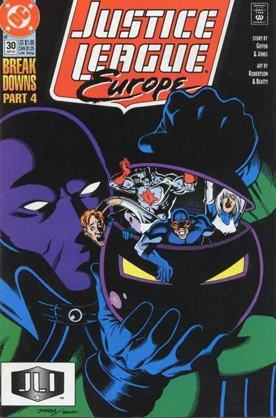 Justice League Europe / International #30 Direct Edition comic book cover, 1991
