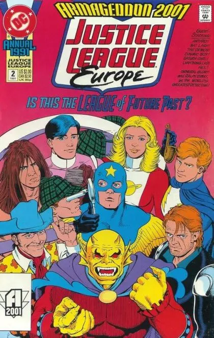 Justice League: Europe - Annual #2 Direct Edition comic book cover, 1991