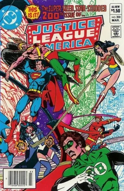 Justice League of America, Vol. 1 #200 Newsstand Edition comic book cover, 1982
