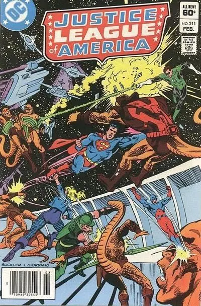 Justice League of America, Vol. 1 #211 Newsstand Edition comic book cover, 1983