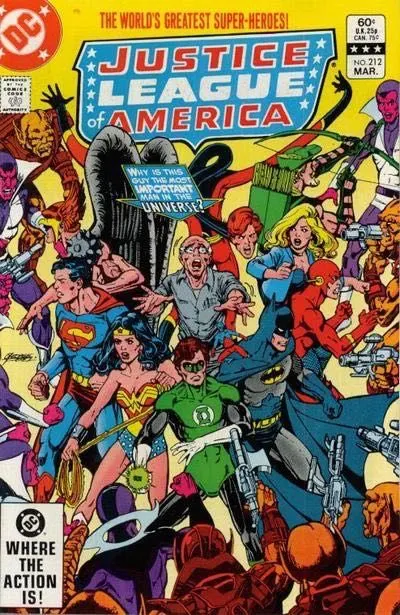 Justice League of America, Vol. 1 #212 Direct Edition comic book cover, 1983