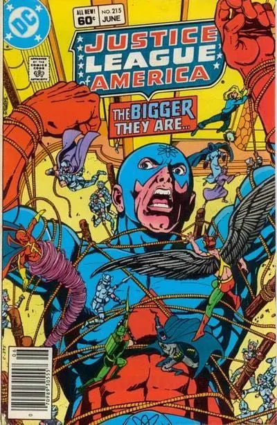 Justice League of America, Vol. 1 #215 Newsstand Edition comic book cover, 1983