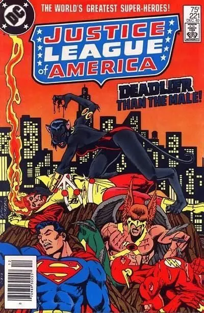 Justice League of America, Vol. 1 #221 Newsstand Edition comic book cover, 1983
