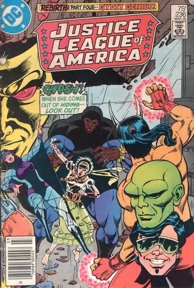 Justice League of America, Vol. 1 #236 Newsstand Edition comic book cover, 1985