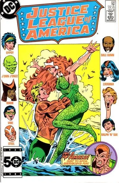 Justice League of America, Vol. 1 #242 Direct Edition comic book cover, 1985