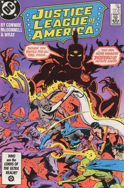 Justice League of America, Vol. 1 #252 Direct Edition comic book cover, 1986