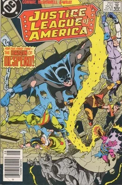 Justice League of America, Vol. 1 #253 Newsstand Edition comic book cover, 1986