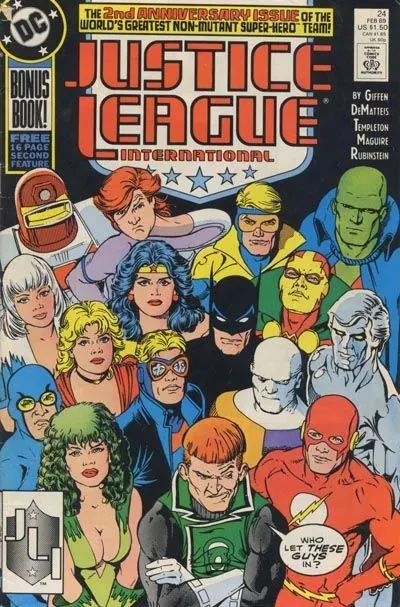 Justice League / International / America #24 Direct Edition comic book cover, 1989