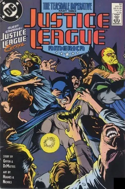 Justice League / International / America #32 Direct Edition comic book cover, 1989