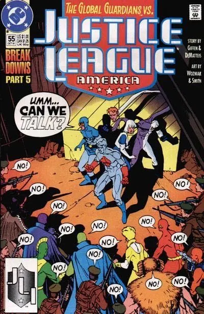 Justice League / International / America #55 Direct Edition comic book cover, 1991