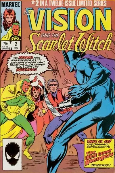 Vision and the Scarlet Witch, Vol. 2 #2 Direct Edition comic book cover, 1985