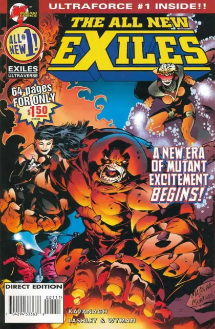 The All New Exiles #1 Direct Edition comic book cover, 1995