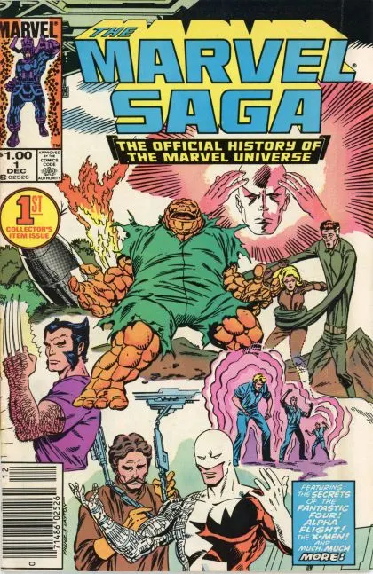 The Marvel Saga #1 Newsstand Edition comic book cover, 1985