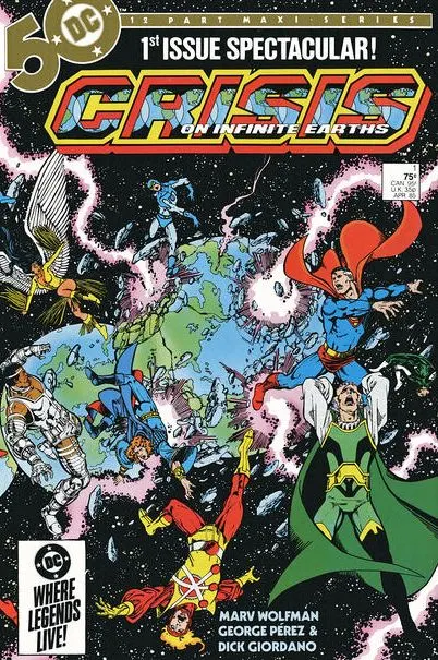 Crisis On Infinite Earths #1 Direct Edition comic book cover, 1985