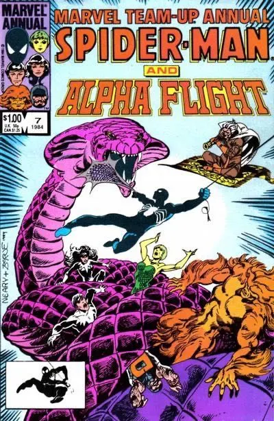 Marvel Team-Up Annual #7 Direct Edition comic book cover, 1984