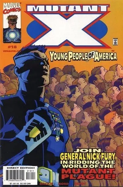 Mutant X #18 Direct Edition comic book cover, 2000