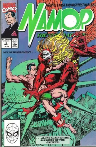 Namor, the Sub-Mariner #2 Direct Edition comic book cover, 1990