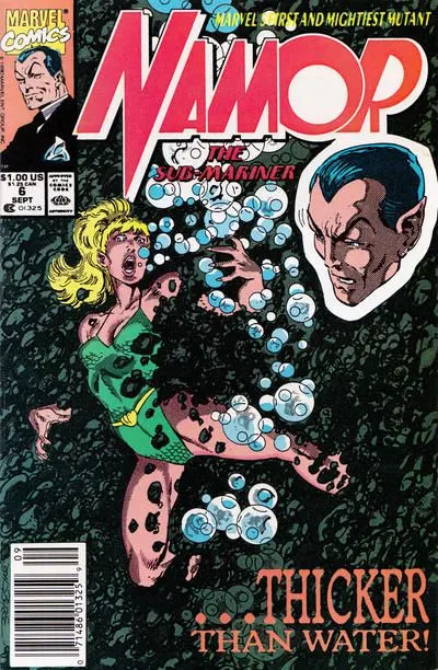 Namor, the Sub-Mariner #6 Newsstand Edition comic book cover, 1990