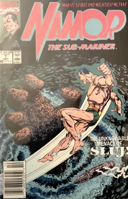 Namor, the Sub-Mariner #7 Newsstand Edition comic book cover, 1990