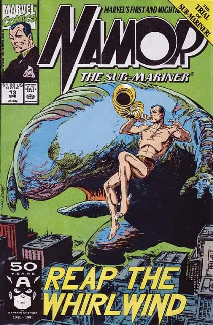 Namor, the Sub-Mariner #13 Direct Edition comic book cover, 1991