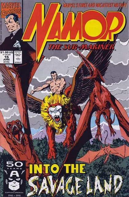 Namor, the Sub-Mariner #15 Direct Edition comic book cover, 1991
