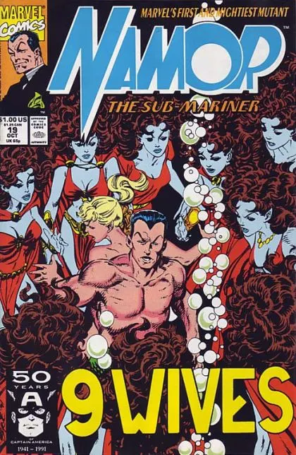 Namor, the Sub-Mariner #19 Direct Edition comic book cover, 1991