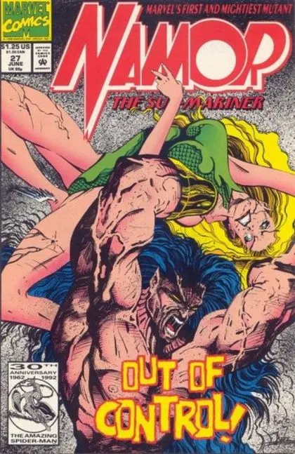 Namor, the Sub-Mariner #27 Direct Edition comic book cover, 1992
