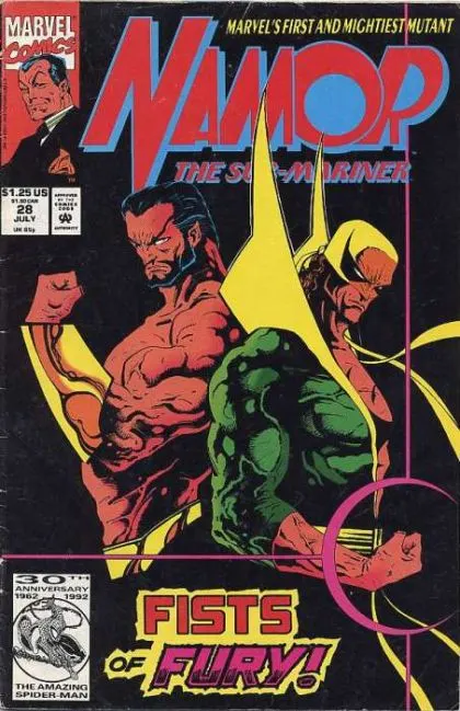 Namor, the Sub-Mariner #28 Direct Edition comic book cover, 1992