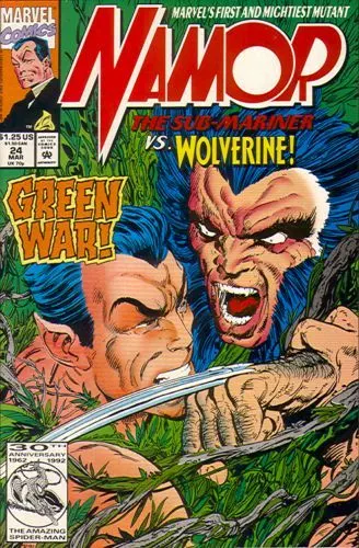 Namor, the Sub-Mariner #24 Direct Edition comic book cover, 1992