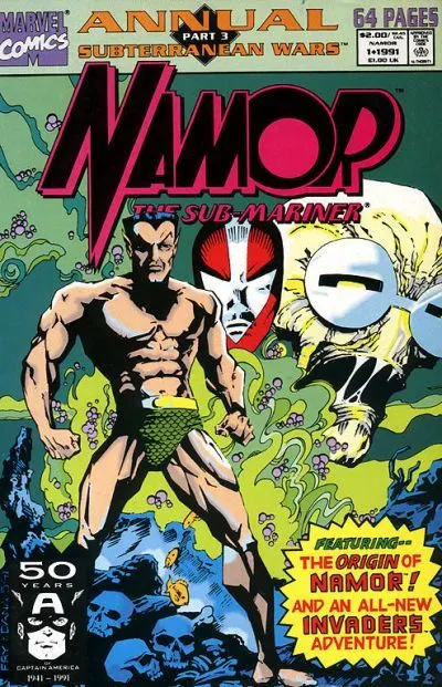 Namor, the Sub-Mariner Annual #1 Direct Edition comic book cover, 1991