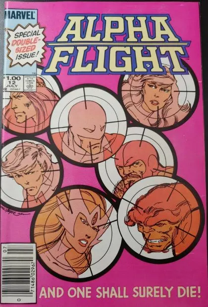 Alpha Flight, Vol. 1 #12 John Byrne Newsstand Edition comic book cover, 1984