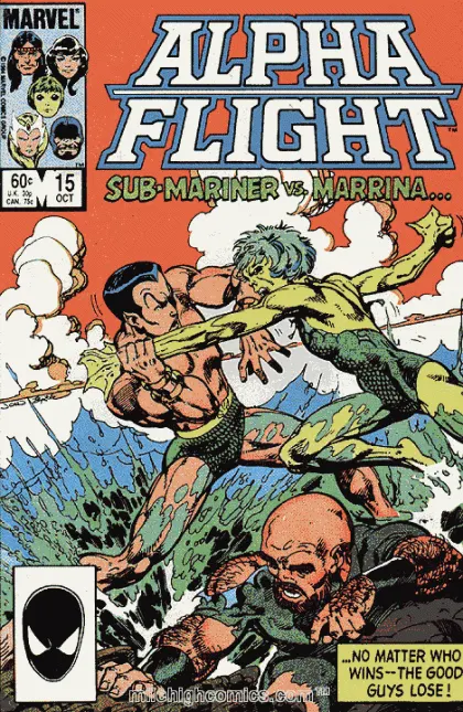 Alpha Flight, Vol. 1 #15 Direct Edition comic book cover, 1984
