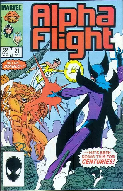 Alpha Flight, Vol. 1 #21 Direct Edition comic book cover, 1985