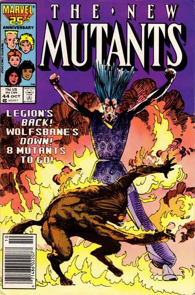 New Mutants, Vol. 1 #44 Newsstand Edition comic book cover, 1986