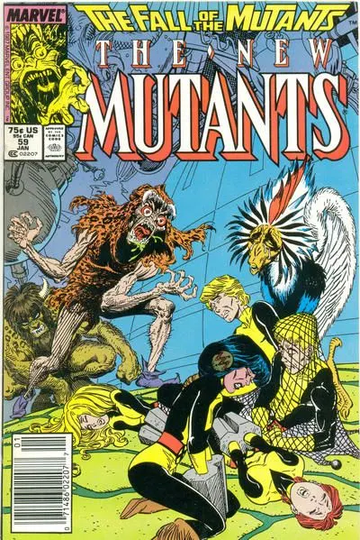 New Mutants, Vol. 1 #59 Newsstand Edition comic book cover, 1988