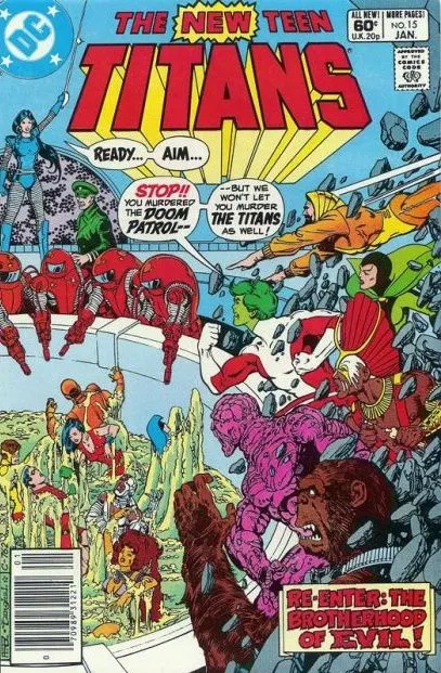 The New Teen Titans, Vol. 1 #15 Newsstand Edition comic book cover, 1982