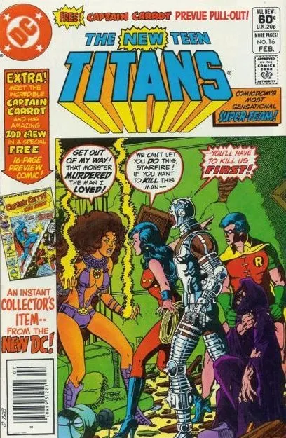 The New Teen Titans, Vol. 1 #16 Newsstand Edition comic book cover, 1982