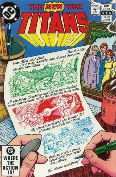 The New Teen Titans, Vol. 1 #20 Direct Edition comic book cover, 1982