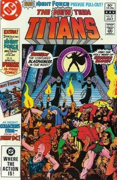 The New Teen Titans, Vol. 1 #21 Direct Edition comic book cover, 1982