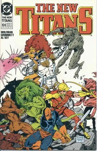 The New Titans #64 comic book cover, 1990
