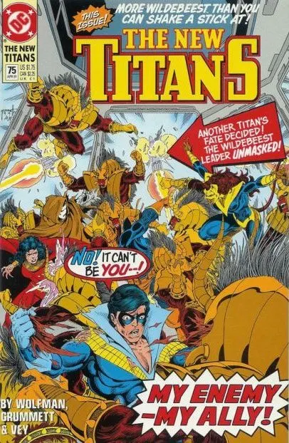 The New Titans #75 comic book cover, 1991