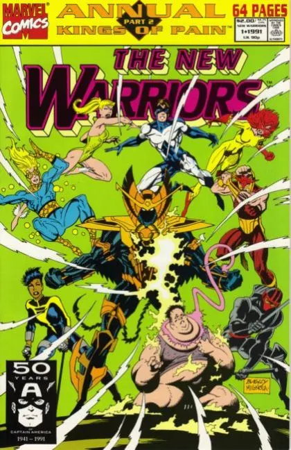 The New Warriors, Vol. 1 Annual #1 Direct Edition comic book cover, 1991