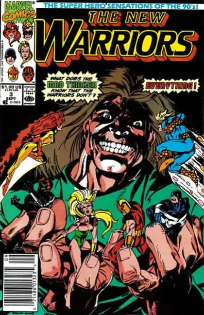 The New Warriors, Vol. 1 #3 Newsstand Edition comic book cover, 1990