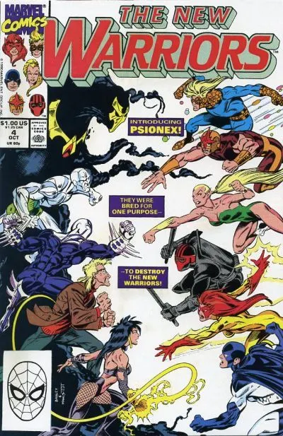 The New Warriors, Vol. 1 #4 Direct Edition comic book cover, 1990