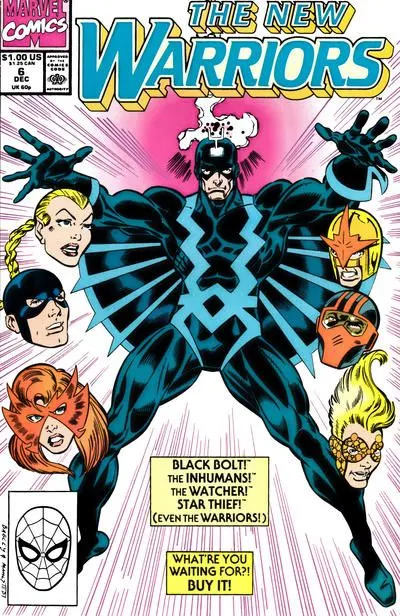 The New Warriors, Vol. 1 #6 Direct Edition comic book cover, 1990