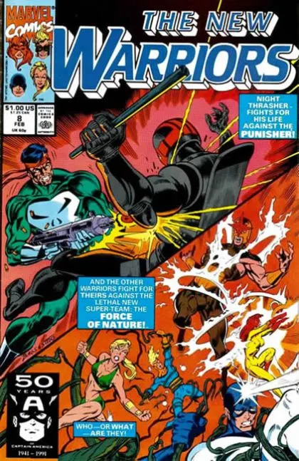 The New Warriors, Vol. 1 #8 Direct Edition comic book cover, 1991