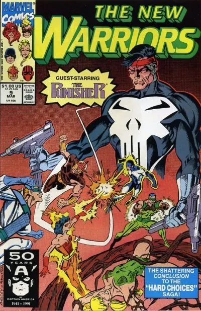 The New Warriors, Vol. 1 #9 Direct Edition comic book cover, 1991