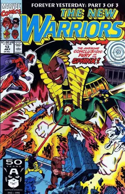 The New Warriors, Vol. 1 #13 Direct Edition comic book cover, 1991