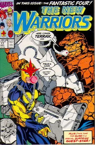 The New Warriors, Vol. 1 #17 Direct Edition comic book cover, 1991